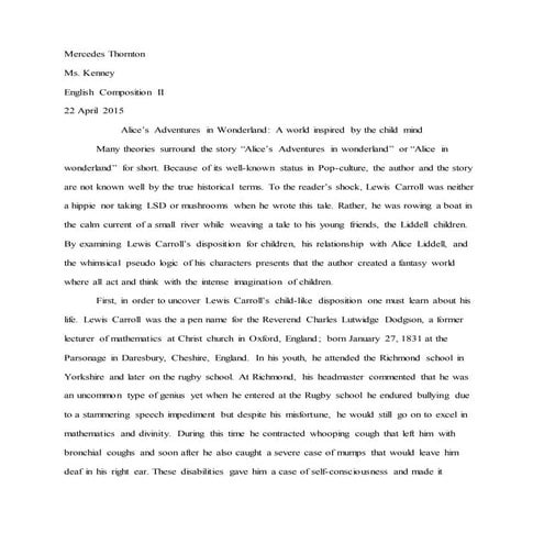 Alice in Wonderland Research Paper