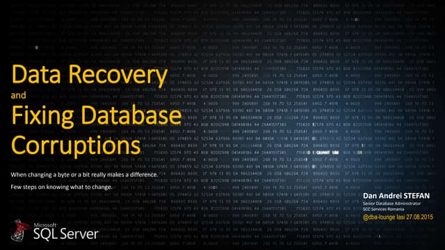 DBA Lounge - Data Recovery and Fixing Database Corruptions