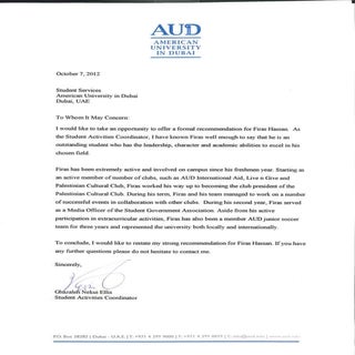 Firas Hassan - Recommendation Letter