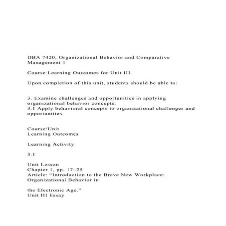  DBA 7420, Organizational Behavior and Comparative Mana.docx