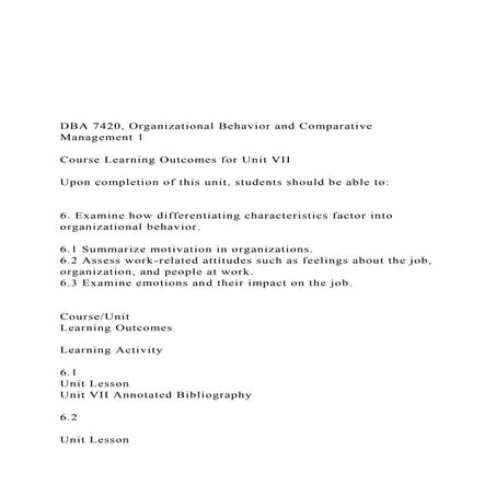 DBA 7420, Organizational Behavior and Comparative Mana.docx