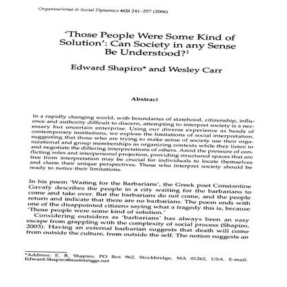 Can Society Be Understood