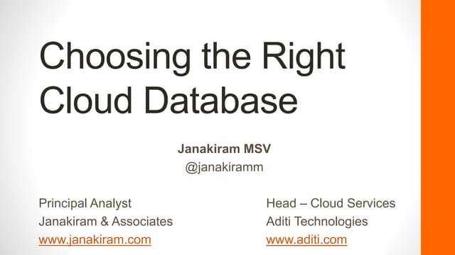 Choosing the right Cloud Database