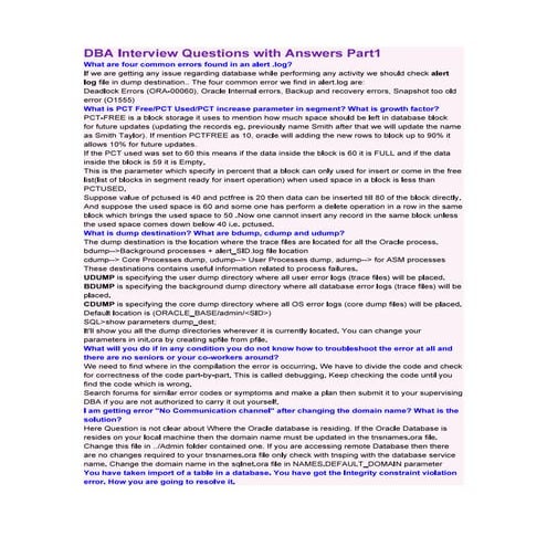 DBA Interview Questions
