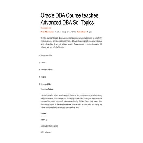 Dba sql topics | PPT