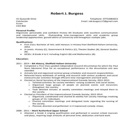 Robert Burgess CV