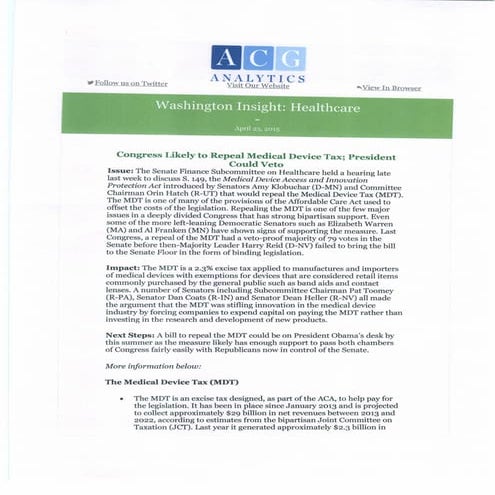 Medical Device Tax Piece