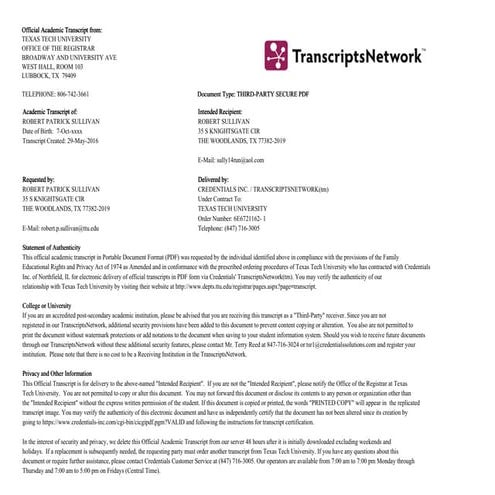 Texas State Transcript | PDF