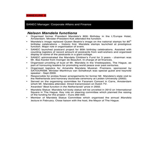 ANNEXURE B Nelson Mandela functions