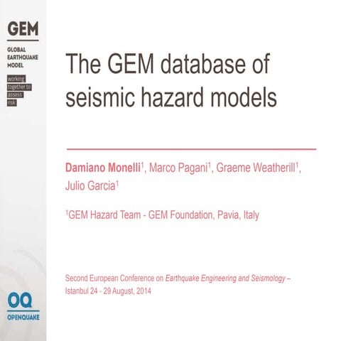 The GEM database of seismic hazard models