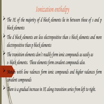 elements of the d electrons and their properties
