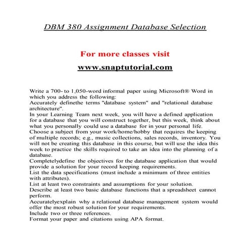 DBM 380 Education Organization / snaptutorial.com
