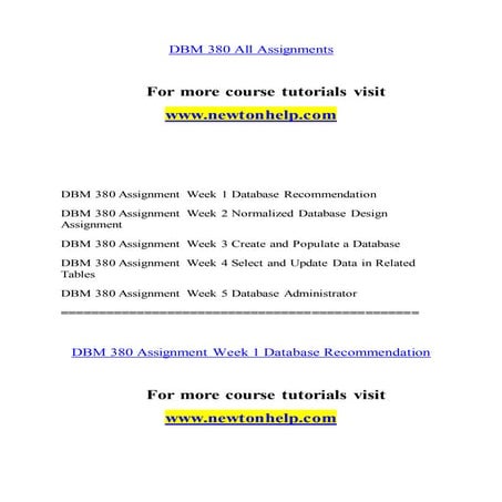 DBM 380 Invent Yourself/newtonhelp.com