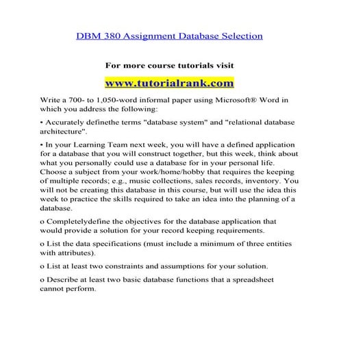 Dbm 380 (new) Inspiring Innovation--tutorialrank.com