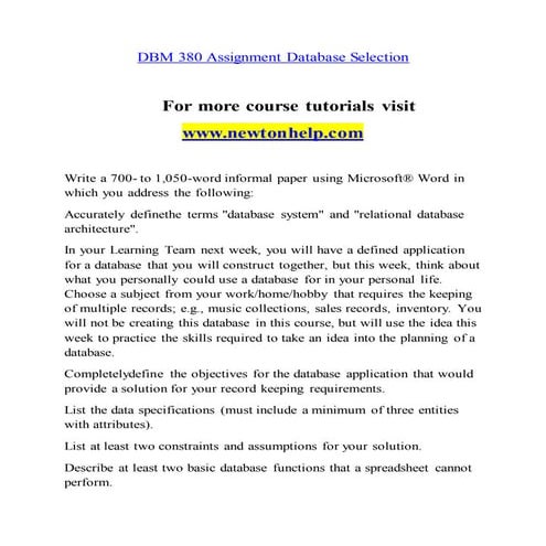 Dbm 380 new Education is Power/newtonhelp.com