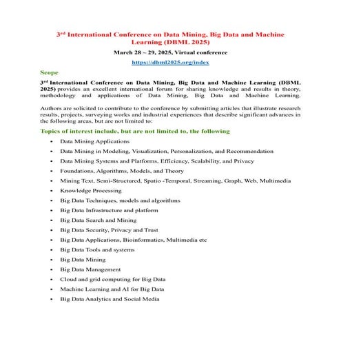 4th International Conference on Data Mining, Big Data and Machine ...