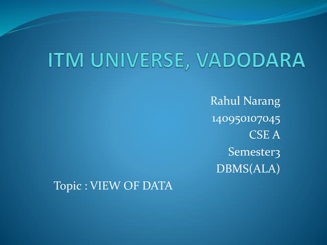View of data DBMS