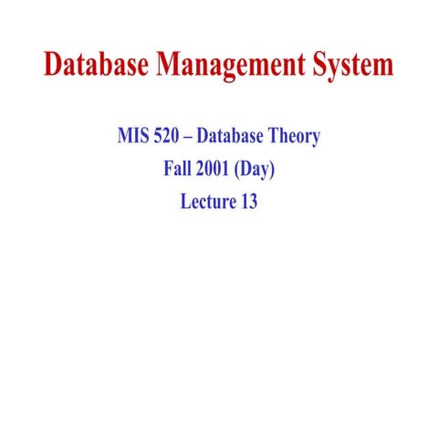 Comprehensive Overview of Database Management Systems and Their Core ...