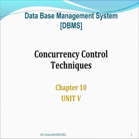 Dbms ii mca-ch10-concurrency-control-2013