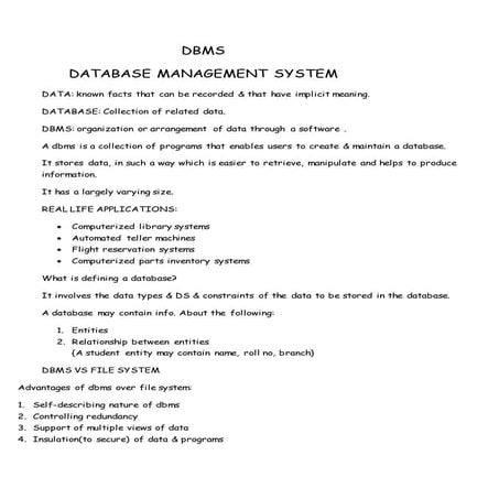Dbms notes | PDF