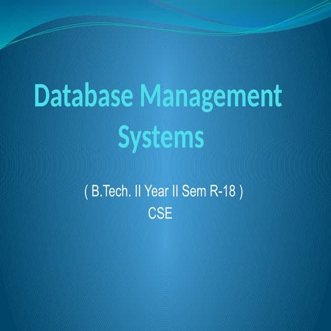 Database Management Systems ( B.Tech iii year ii sem R-18 )