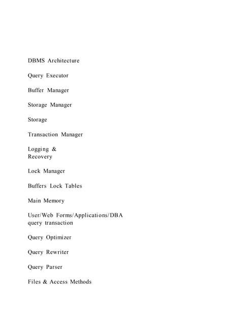 DBMS ArchitectureQuery ExecutorBuffer ManagerStora