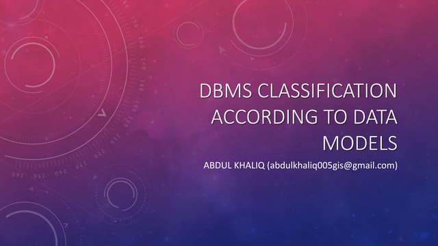 Dbms classification according to data models