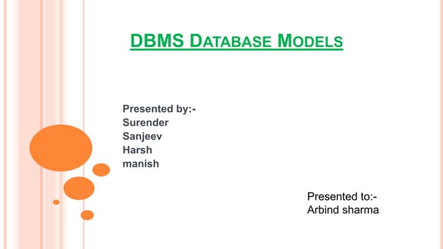 Dbms database models