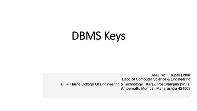 Dbms keys