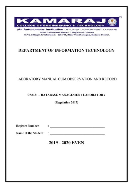 Dbms lab manual