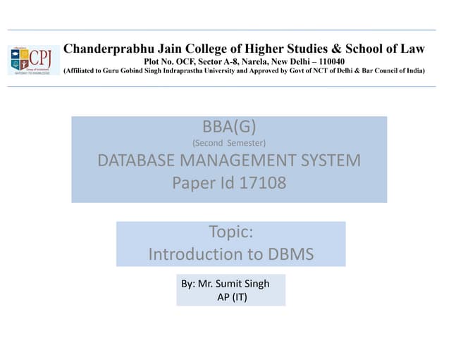 Dbms Presentation Ppt Dbms Presentation Ppt