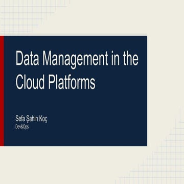 Data Management in Cloud Platforms
