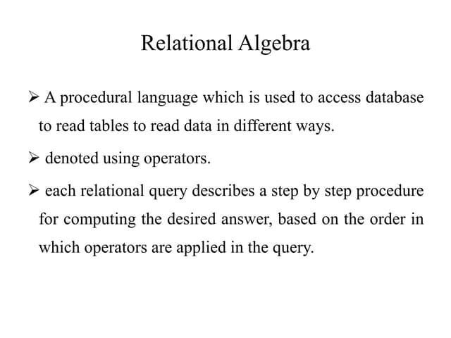 DBMS - Relational Algebra