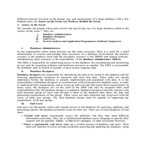 Database Management System users | PDF image.
