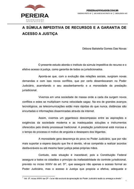 A SÚMULA IMPEDITIVA DE RECURSOS E A...