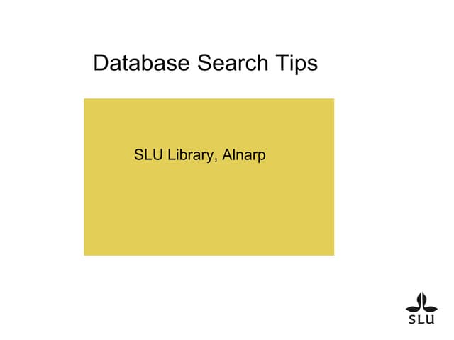 Database Search Tips