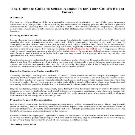 The Ultimate Guide to School Admission for Your Child’s Bright Future