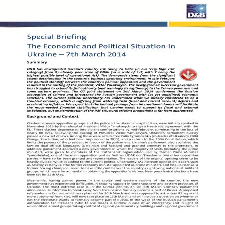 D&B Briefing: The Economic & Political Situation in the Ukraine | 3/17/14