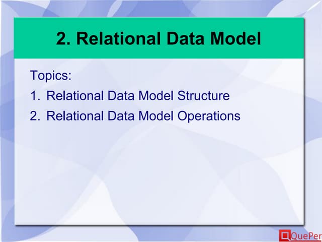 Database Systems - Relational Data Model (Chapter 2)