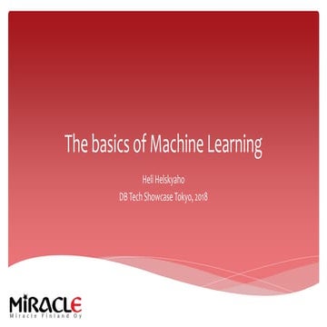 [db tech showcase Tokyo 2018]　#dbts2018 #B16 『The Basics of Machine Learning』