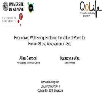 Peer-ceived Well-Being: Exploring the Value of Peers for Human Stress Assessm...