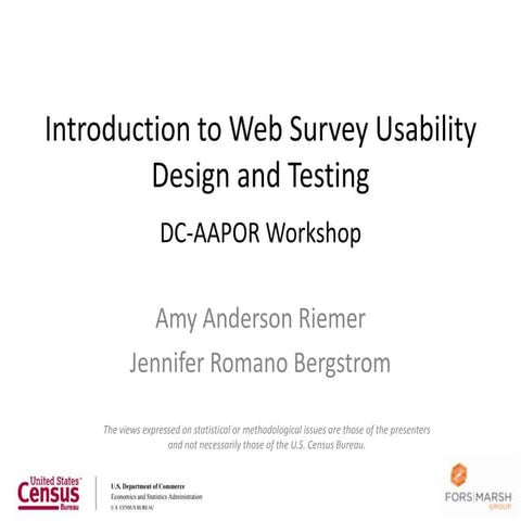 Introduction to Web Survey Usability Design and Testing