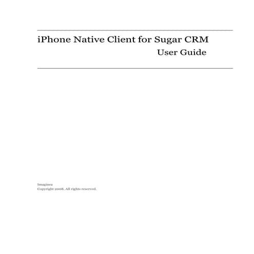 Imaginea - SugarCRM iPhone App - User Guide
