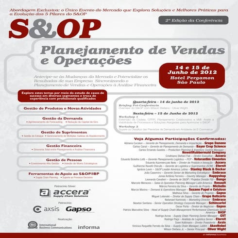 2ª Conferência S&OP - Planejamento de Vendas e Operações