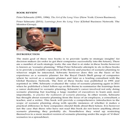 Reviews on Scenario Planning