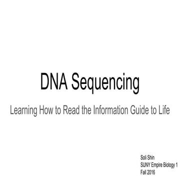 DNA Sequencing Outline