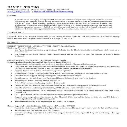 Dave Strong Resume