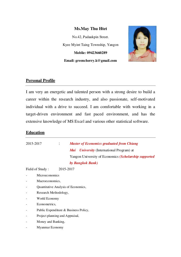 Cv For Mth 1