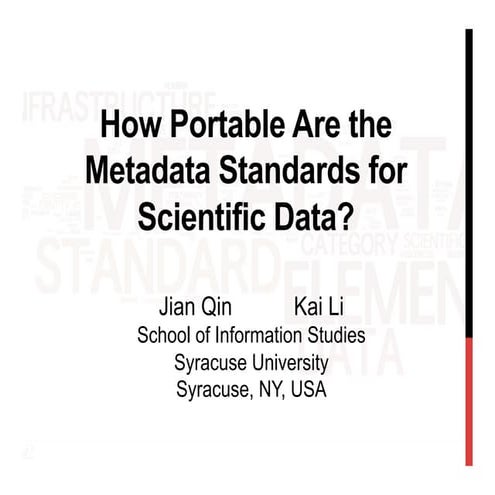 How Portable Are the Metadata Standards for Scientific Data?