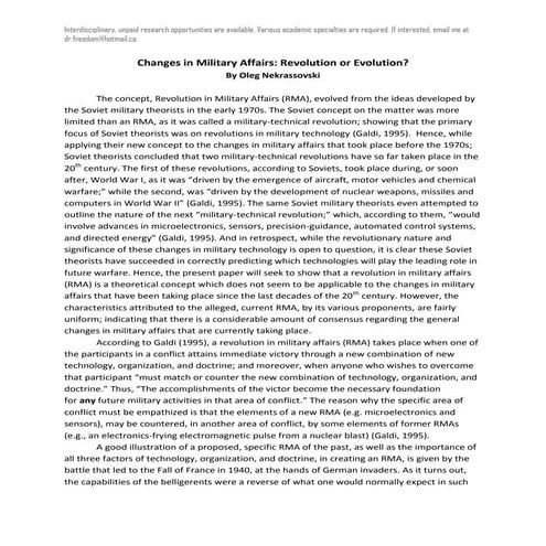 Changes in Military Affairs: Revolution or Evolution? | PDF
